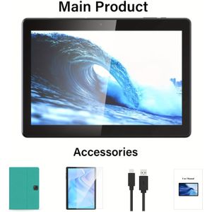 Qddq 10.1 Inch Tablet 256gb Rom, 12gb(6gb+6gb Expanded) For , With Protective Case, Supports Expansion Of 1tb (tf Card Not Included), 5mp+8mp Camera, Gms, Wireless, Type-c (without Adapter)