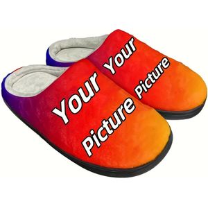 1 paar aanpasbare warme herenslippers, gepersonaliseerd , winterslides met geheugenfoam, slip-on, antislip TPR-, universele pasvorm, bovenkant en binnenkant van stof, stoffen inlegzool