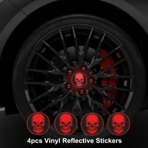 4pcs Wipersigns Spooky Reflective Car Wheel Stickers - Self-adhesive Waterproof Vinyl Decals For Night Driving Safety, Edgy Exterior Decor On Cars, Trucks, Suvs (red/black), Car Accessories