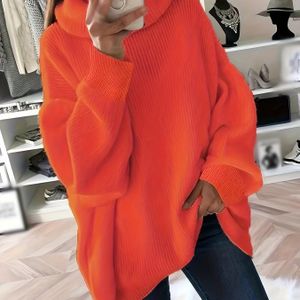 Dames Herfst Winter Kleur Hoge Hals Truien Gebreide Stof Licht Stretch Polyester Verdikking Afslankende Trui