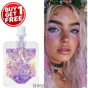 2 stuks Zeemeermin Gel Body Glitter - Levendige Pailletten Mermaid Make-up, Oogschaduw & Gezichtspatch, Ideaal voor Strand- en Feestlooks, Geschikt voor Muziekfestivals, Kleurrijke Glitters