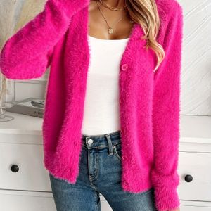 Off-shoulder knoopsluiting pluizige vest