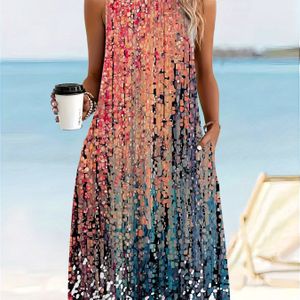 Tankjurk met all- in grote maten, casual mouwloze jurk met ronde hals voor lente en zomer, grote maten dameskleding