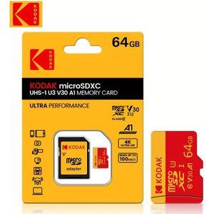Kodak 64gb 128gb Card Class10 4k U3 V30 Uhs-i Memory Card For Smartphones, Cameras, Drones With Adapter