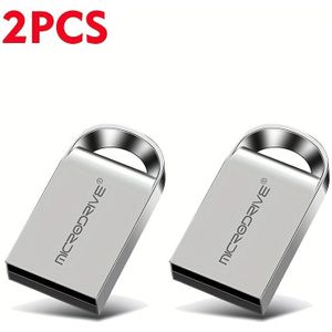 2 stuks MicroDrive USB 2.0 , metalen ontwerp, compact en draagbaar, veilige opslag, voor pc/laptop/tablet/ systeem