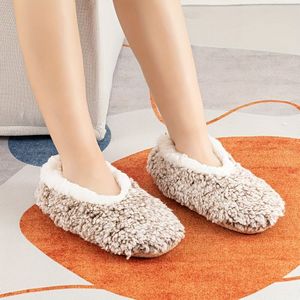 1 Paar Dames Zachte Slipper Sokken met Grijpers, Dikke Warme Gevoerde Huis Sokken Set, Kabel Antislip Pluizige Winter Huisslippers