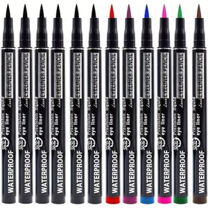 7-kleuren Lijn Eyeliner Waterdicht Langhoudend Niet-verwijderbare Vloeibare Pen 12st