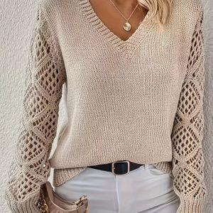 Dames Trui - Semi-Transparante Lange Mouwen Blouse, Kleur Comfortabele Trui voor Casual & Semi-Formele Kleding, Handwasbaar (Speciale Lijn Midden-) - Kleur Jaarrond Garderobe Stapel