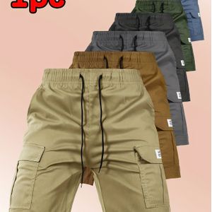 1 stuk Herenzomerbroek met elastische tailleband, zakken en 3D-zakken voor casual buitenkleding