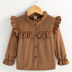 Meisjes Casual Shirt met Lange Mouwen, Knoopsluiting, Kraag & Contrasterende Bies - , Regular Fit, Essentieel voor Lente/Herfst Garderobe voor Casual Uitjes & Speeltijd