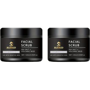 Zeezout Scrub - Zeezout Aloë Vera Vulkanisch Extract Essence - Fysieke Exfoliatie voor Gezichtsreiniging en Wrijven - Zomer Scrub voor Mannen en Vrouwen - 120ml*2