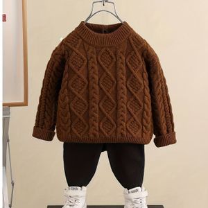 Babyjongens Trendy Kabelgebreide Trui met Lange Mouwen, Veelzijdige Comfortabele Buitenkleding Voor Herfst Winter
