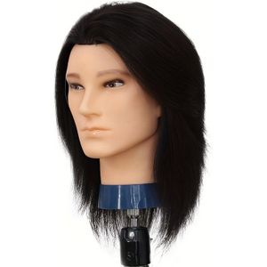 Een mannelijk mannequin voor haarstyling, geschikt voor permanenten en verven, ideaal voor barberschoolleerlingen om te oefenen met knippen op een realistisch model, haarstyling oefening