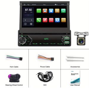 Single Din Auto Radio 7'' HD Handmatig Uitschuifbaar Touchscreen Multimediaplayer met FM-radio Ondersteuning voor Auto