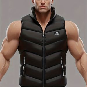 Herenvest van Lichtgewicht Nylon zonder Mouwen met Opstaande Kraag, Ritssluiting aan de Voorkant en Zakken - Sportieve Casual Stijl voor Lente en Herfst