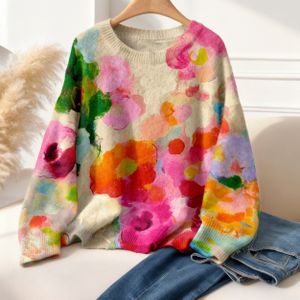 Dames Bohemian Tie-Dye Trui - Pastel Roze, Oranje, Geel, Groen, , Rood, - Zachte Pullover voor Dagelijkse & Formele Outfits, Tops voor Alle Seizoenen, Leuke Truien