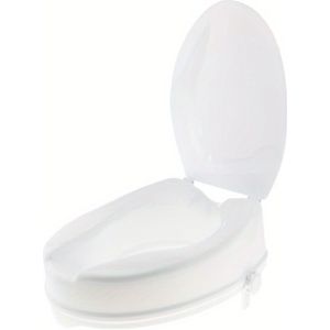 Verhoogd Toiletzitting met Deksel, 4-Inch Verhoogde Hoogte, Draagbaar Veilig Toilet Hulpmiddel voor Handicap, Ouderen, Herstel na Operatie, Antislip, Eenvoudige Installatie - Wit