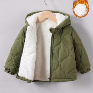 Kinder Winter Fleece-gevoerde Dikke Kleur Ritsjas met Capuchon