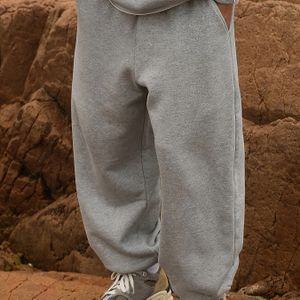 1pc Heren Casual Polyester Joggingbroek - Trekkoord Zweetbroek met Zakken, Lichte Stretch Breiselstof, Kleur, Regular Fit, Enkelmanchet Detail, Ademend voor Herfst/Winter