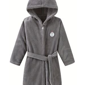 Jongens en Meisjes Badjas met Capuchon, 100% Polyester Fleece, Lange Mouwen Kleur Robe met Sluiting, Casual Stijl, Pasvorm, voor Jongens en Meisjes, Herfst/Winter Seizoen