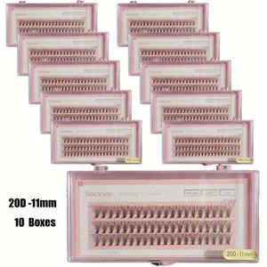 10 20D roze natuurlijke C-kromming nep-wimpers 20D 8-14mm wimpers, wimperverlenging voor DIY make-up, zacht en wispelturig, eind oog verlengde zakvis