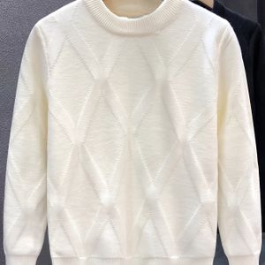 Heren Beige Winter Warme Gebreide Trui - Zachte Stretch Ronde Hals Kabelbrei-Textuur Pullover, Casual Elegante Trui voor Herfst & Winters Laagjes , Handwasbare Knusse Truitje Voor Mannen