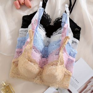 5-delige stevige beugelbeha met bloemenkant, sexy comfortabele push-up bh, dameslingerie en ondergoed