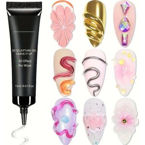 0.51 fl.oz transparante modelleergel - alcoholvrij, acetonvrij, gemakkelijk in gebruik en duurzaam, geschikt voor 3D chroom nail art, aanbrengen en modelleren /LED Soak Off