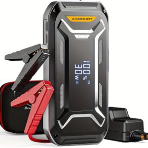 8000a Car Jump Starter, High-capacity Battery For All Gas And 10.0l Engines, 12v Auto Jumper Flashlight, Large Lcd Display, Usb Fast Charging, Portable Emergency Kit For Camping & Road Trips