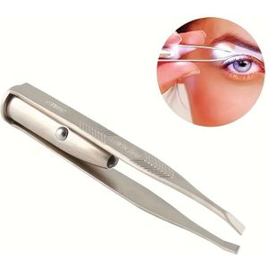 1pc Roestvrijstalen LED Verlichte Pincet voor Wenkbrauwen & Wimpers - Draagbaar, Veilig & Tool met Verlichte Precisie Tips, Make-up Accessoire|Verlichte Pincet|Duurzame Pincet