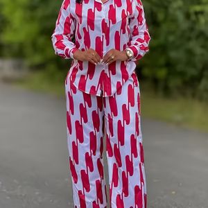 2025 Nieuwe Tweedelige Dames Lente Zomer Herfst Casual Overhemd met Lange Mouwen en Wijde Broek Set