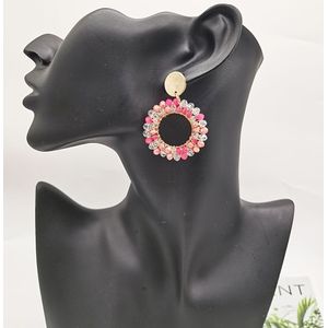 TEMU Boho-Chic Handgemaakte Hangende Oorbellen - Roestvrijstalen Stekers, Perfect voor Casual Kleding & als Geschenk