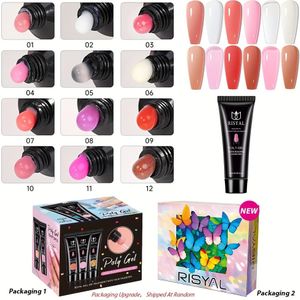 RISYAL 15ml*12 stuks Extension Gel Builder Gel Set, Herfst Winter Kleuren Kit voor DIY Lange Nagels, Thuis & Professionele Manicure Pedicure Set