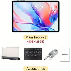 Teclast P30 Tablet 10.1-inch IPS Display | T606 -core CPU -G57 GPU, 4GB+8GB RAM 128GB ROM, Ondersteunt USB OTG, Dual-Band WiFi, 6000mAh Type-C Opladen, 2MP+5MP Camera's, Tablet, Pad