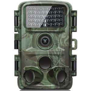 4K Wildcamera met Nachtzicht, 2-inch Scherm, Bewegingssensor, Audio Alert, IP67 Waterdicht, Werkt op Batterijen, Buiten Wildlife Monitoring, Jachtcamera, Zonder Batterij
