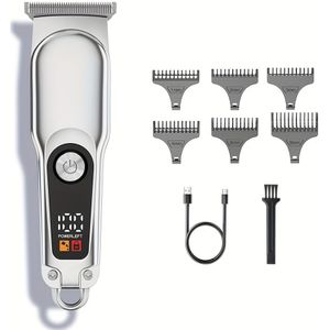 Elektrische scheerapparaat voor heren met digitale display, trimmer, professionele , baardtrimmer, USB-C opladen, draadloze lange haartrimmer, haar- en baardtrimmer set met 6 aanbevelingskammen