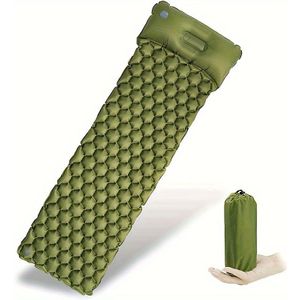 Green Inflatable Camping Sleeping Pad - Portable, Moisture-proof Air Mattress For , Single Person, Includes Storage Bag, Textured Surface For , Compact & Easy To Carry, Camping Mattress