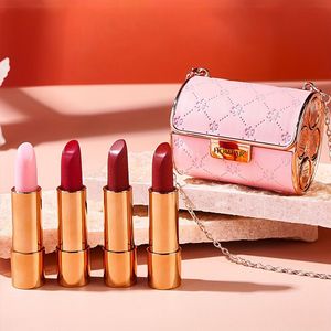 Mini Portemonnee-Vormige Lippenstiftset - Bevat 4 Lipsticks, Fluweelzachte Matte Afwerking, Niet Overbrengend, Langhoudend Perfect voor Dagelijks , Valentijnsdag, Moederdag