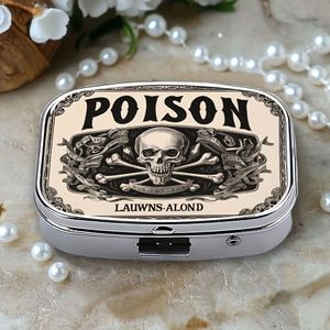 1 stuk Metalen Pillendoosje - 2-vaks Mini Medicijnorganizer, Draagbaar voor Reizen & Zakken, Uniek Cadeau-idee, Pillendoosje voor Tas