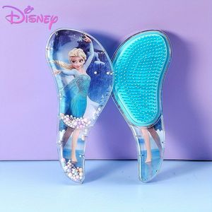 Disney Elsa Haarkam met Pailletten in Maanvorm en Luchtkussenontwerp - Levendige Karakterillustraties, ABS Plastic Handvat voor Normaal Haar, Meerdere Kleuropties