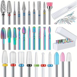 30 Stks / Set Nagelpolijstbits, Nagelboren, Pedicure Verwijderaar Voor , Nagels Polijstgereedschap, Nail Art Pedicure Manicure Gereedschap, 30 Gaten Nagel Display Box Set