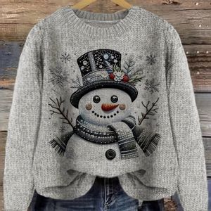 Crew Neck Kerst Trui | Losse Pasvorm, Herfst/Winter Seizoen, Kleurblok Details