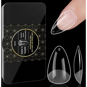 600 stuks/Doos 12 maten Medium Vierkant Volledig Nagel Tips - Vormgegeven Semi Matte Volledige Cover Acryl Nagel Kit Nagel Tips Gepresseerd op Nagels voor Nagelverlenging DIY Salo
