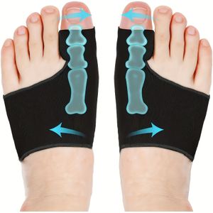 2 stuks Unisex Gel Teen- en Duimscheiders met Gelschuimen - Verstelbare Elastische Tussenschijven voor Voetcomfort, Nachtgebruik, Wandelen, Kamperen – Hulp bij Voorvoeten voor Mannen & Vrouwen