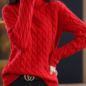 Dames Vintage Hoge-Neck Kabel Trui - Gezellig Beige Geribbelde Pullover met Gouden-Tone Riem, Losse Pas Top voor Casual & Formele Outfits, Veelzijdige Mode Stuk, Getextureerd Stof