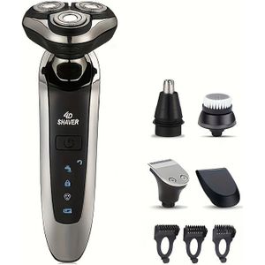 Oplaadbare Elektrische Scheerapparaat voor Mannen Set | Met , Wenkbrauw- en Gezichtstrimmer & Reinigingsborstel