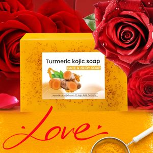 100g Kurkuma Citroen Deeltjes Zeep, Bevat , E, Collageen, Handgemaakt Koud Geproduceerd, voor en Gezicht , Hydraterend & Vochtinbrengend, Diepe Reiniging, Licht Beige