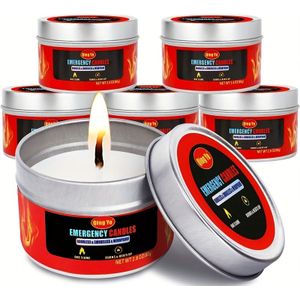 6 stuks Geurloze Verwarmde Soja & Palmwas Noodkaarsen - Langdurige Brandtijd (12+ Uren) voor Buitenshuis, Winter, Kamperen en Stroomstoringen – Geschikt in Potten/Blikken | Cadeau voor of Partner