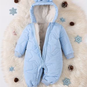 Herfst Winter Dikke Fleece Baby Romper Jumpsuit, Warme Capuchon Bodysuits voor Baby's, Stijlvol en Comfortabel voor Casual , Outfits voor Meisjes en Jongens, Perfect voor Buiten