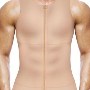Junlan heren compressieshirt tanktop met rits, body shapewear voor heren